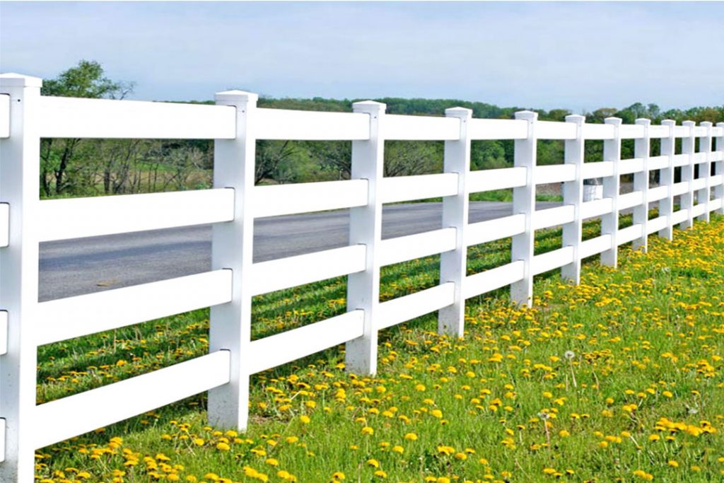 white ranch rail fence